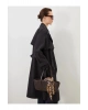 LCW Modest Siyah Kruvaze Yaka Oversize Kadın Trençkot