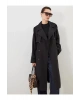 LCW Modest Siyah Kruvaze Yaka Oversize Kadın Trençkot