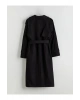 LCW Modest Siyah Kruvaze Yaka Oversize Kadın Trençkot
