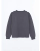 LCW Vision Antrasit Bisiklet Yaka Baskılı Oversize Kadın Sweatshirt