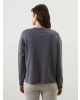 LCW Vision Antrasit Bisiklet Yaka Baskılı Oversize Kadın Sweatshirt