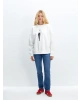 LCW Vision Beyaz Bisiklet Yaka Baskılı Oversize Kadın Kalın Sweatshirt