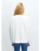 LCW Vision Beyaz Bisiklet Yaka Baskılı Oversize Kadın Kalın Sweatshirt