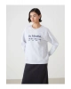 LCW Vision Beyaz Bisiklet Yaka Nakışlı Kadın Kalın Sweatshirt