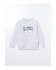 LCW Vision Beyaz Bisiklet Yaka Nakışlı Kadın Kalın Sweatshirt