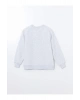 LCW Vision Beyaz Bisiklet Yaka Nakışlı Kadın Kalın Sweatshirt