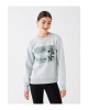 LCW Vision Bisiklet Yaka Baskılı Uzun Kollu Kadın Sweatshirt