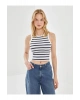 LCW Vision Bisiklet Yaka Çizgili Kadın Crop (S5)