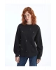 LCW Vision Bisiklet Yaka Parlak Taş Baskılı Kadın Kalın Sweatshirt