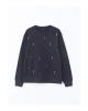 LCW Vision Bisiklet Yaka Parlak Taş Baskılı Kadın Kalın Sweatshirt