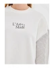 LCW Vision Ekru Bisiklet Yaka Baskılı Oversize Kadın Kalın Sweatshirt