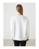 LCW Vision Ekru Bisiklet Yaka Baskılı Oversize Kadın Kalın Sweatshirt