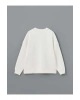 LCW Vision Ekru Bisiklet Yaka Baskılı Oversize Kadın Kalın Sweatshirt