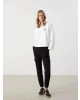 LCW Vision Ekru Bisiklet Yaka Baskılı Oversize Kadın Sweatshirt