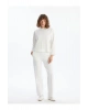 LCW Vision Ekru Bisiklet Yaka Düz Oversize Kadın Sweatshirt