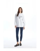 LCW Vision Gri Bisiklet Yaka Baskılı Oversize Kadın Kalın Sweatshirt