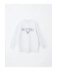 LCW Vision Gri Bisiklet Yaka Baskılı Oversize Kadın Kalın Sweatshirt