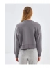 LCW Vision Gri Bisiklet Yaka Baskılı Oversize Kadın Kalın Sweatshirt İMREX GLOBAL