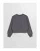 LCW Vision Gri Bisiklet Yaka Baskılı Oversize Kadın Kalın Sweatshirt İMREX GLOBAL