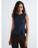 LCW Vision Indigo Bisiklet Yaka Peplum Jean Bluz