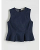 LCW Vision Indigo Bisiklet Yaka Peplum Jean Bluz