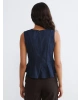 LCW Vision Indigo Bisiklet Yaka Peplum Jean Bluz