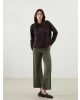 LCW Vision Kahverengi Bisiklet Yaka Nakışlı Oversize Kadın Sweatshirt