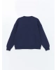 LCW Vision Lacivert Bisiklet Yaka Baskılı Oversize Kadın Kalın Sweatshirt