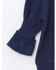 LCW Vision Lacivert Bisiklet Yaka Baskılı Oversize Kadın Kalın Sweatshirt
