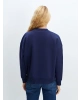 LCW Vision Lacivert Bisiklet Yaka Baskılı Oversize Kadın Kalın Sweatshirt