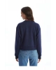 LCW Vision Lacivert Bisiklet Yaka Baskılı Oversize Kadın Sweatshirt