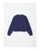 LCW Vision Lacivert Bisiklet Yaka Baskılı Oversize Kadın Sweatshirt