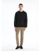 LCW Vision Siyah Bisiklet Yaka Nakışlı Erkek Sweatshirt