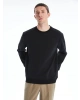 LCW Vision Siyah Bisiklet Yaka Nakışlı Erkek Sweatshirt