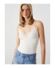 LCW Vision V Yaka Dantel Detaylı Crop Kadın Bluz