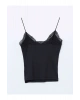 LCW Vision V Yaka Dantel Detaylı Crop Kadın Bluz