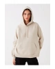 LCW Vision Bej Düz Oversize Kadın Hoodie