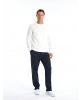 LCWAIKIKI Basic Beyaz Bisiklet Yaka Uzun Kollu Erkek Kalın Sweatshirt