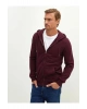 LCWAIKIKI Basic Bordo Kapüşonlu Uzun Kollu Erkek Fermuarlı Sweatshirt