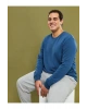 LCWAIKIKI Basic Indigo Büyük Beden Bisiklet Yaka Uzun Kollu Basic Erkek Sweatshirt