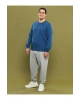 LCWAIKIKI Basic Indigo Büyük Beden Bisiklet Yaka Uzun Kollu Basic Erkek Sweatshirt