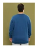 LCWAIKIKI Basic Indigo Büyük Beden Bisiklet Yaka Uzun Kollu Basic Erkek Sweatshirt