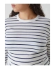 LCWAIKIKI Basic Lacivert Bisiklet Yaka Çizgili Kadın Body