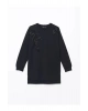 LCWAIKIKI Basic Siyah Bisiklet Yaka Pul İşlemeli Oversize Kadın Sweatshirt Tunik