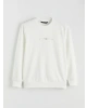 LCWAIKIKI Classic Beyaz Bisiklet Yaka Baskılı Erkek Kalın Sweatshirt