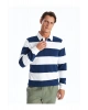 Lcwaikiki Classic I?ndigo Polo Yaka Uzun Kollu Çizgili Erkek Sweatshirt