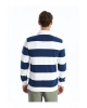Lcwaikiki Classic I?ndigo Polo Yaka Uzun Kollu Çizgili Erkek Sweatshirt