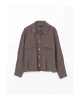 LCWAIKIKI Classic Kahverengi Oversize Gabardin Kadın Gömlek Ceket T T