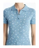 LCWAIKIKI Classic Mavi Polo Yaka Desenli Kadın Tişört