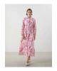 LCWAIKIKI Classic Pembe Gömlek Yaka Desenli Poplin Elbise